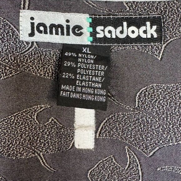 90s Vintage Jamie Sadock Golf Black Gray  Side Collar Zip Cap Sleeve Top Size XL - Picture 10 of 12